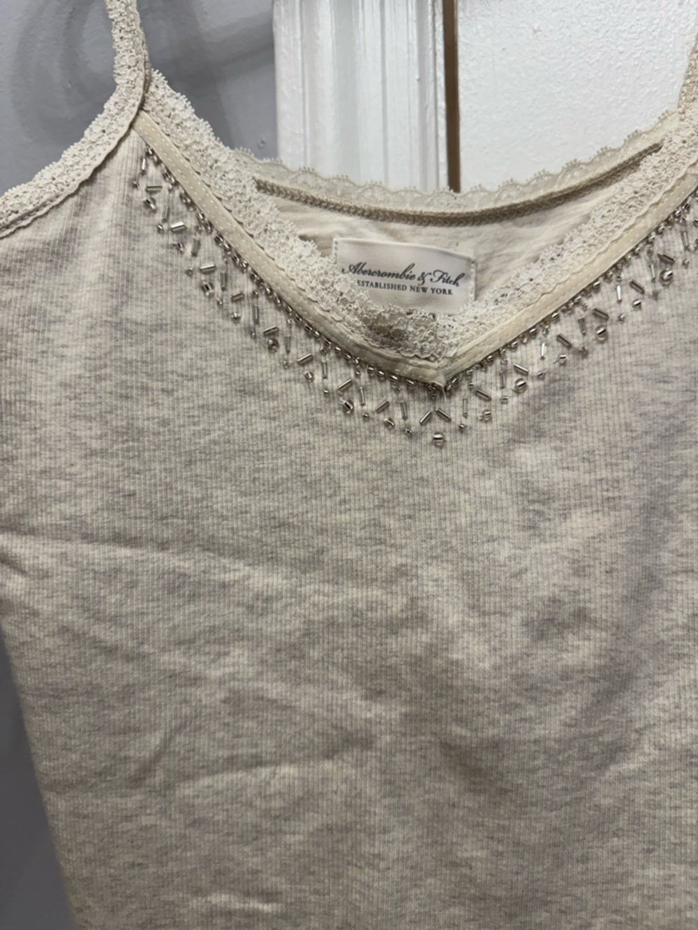 A&F Archive Embellished Rib Cami - Heather Oatmeal - Picture 4 of 12